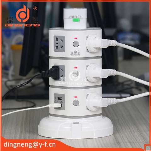 Yufeng Creative vertical extension surge power tower charging station 110 volt electrical plugs and sockets