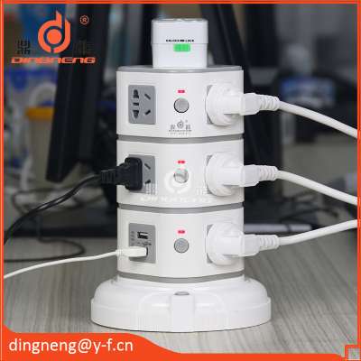 Yufeng Creative vertical extension surge power tower charging station 110 volt electrical plugs and sockets